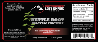 Nettle Root Tincture Label | Lost Empire Herbs
