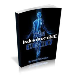 Book cover titled "The Indestructible Body" by Logan Christopher, featuring a glowing blue human fig.