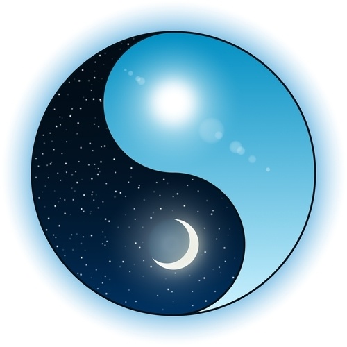 Ying Yang Night Moon and Stars