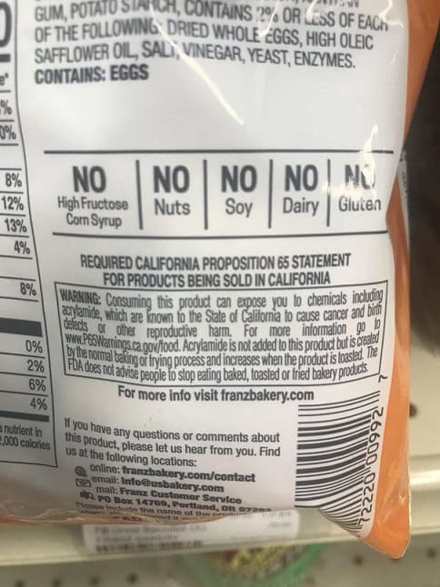 CA Prop 65 Bread