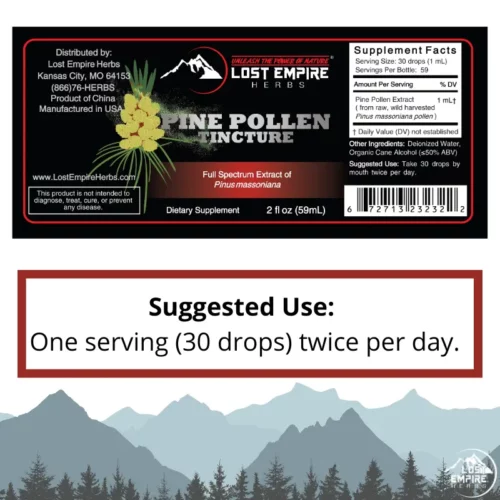 Pine Pollen Tincture Label & Dosage