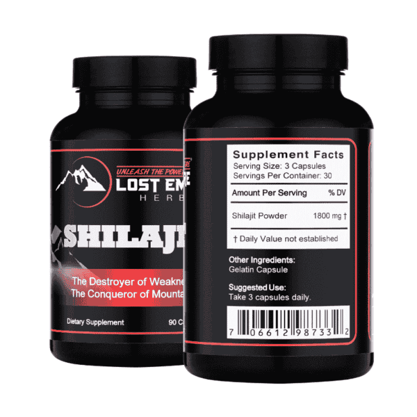 Shilajit supplement for energy and vitality, 1800mg per serving, dietary support from Lost Empire He.