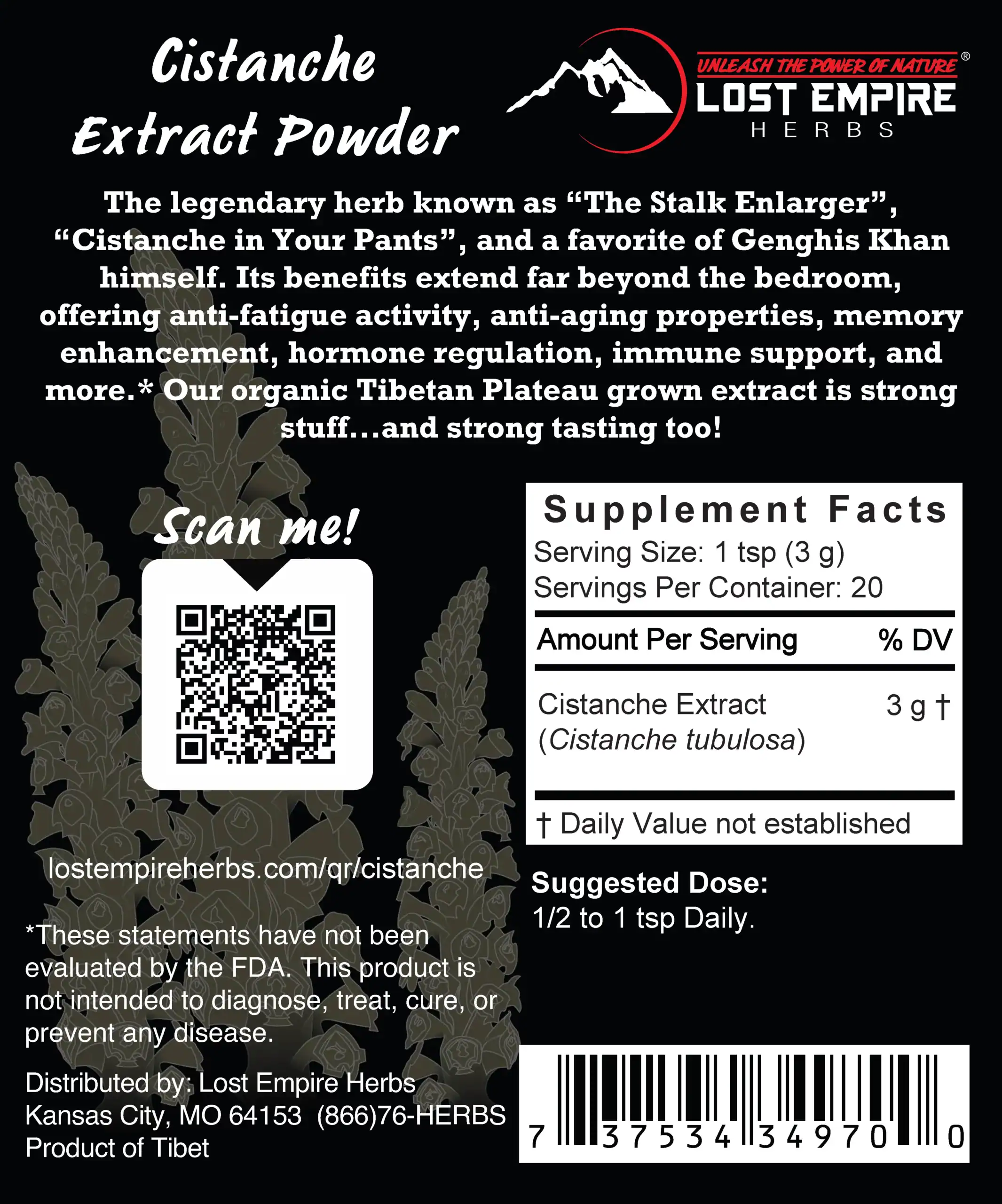 UPDATED CIST60 Cistanche Back Label QR CODE